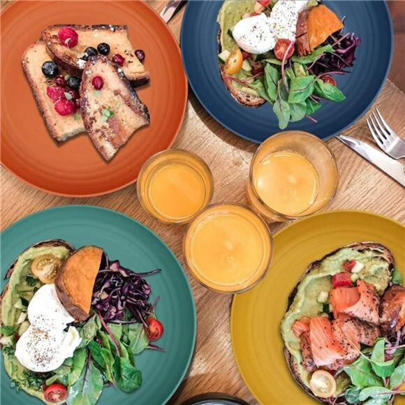 Unbreakable Wheat Straw Plates Set of 8 Microwave Dishwasher Safe Reusable - Picture 2 of 7